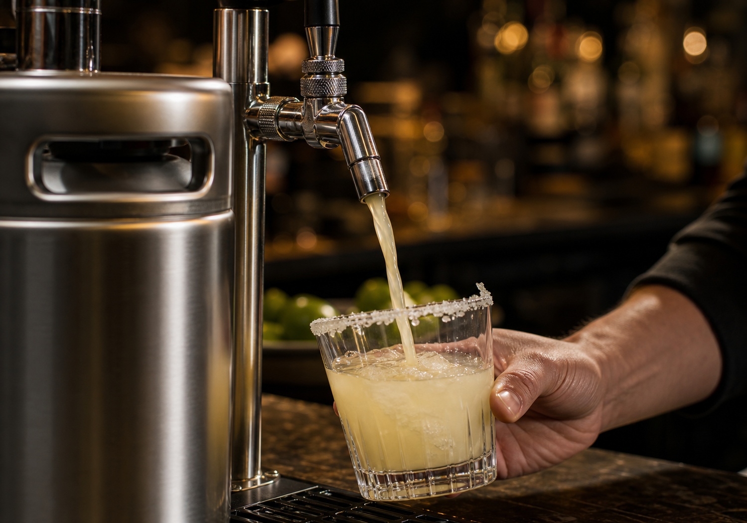 Margarita a ser servida diretamente de um tap